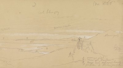 Rivier door bergvallei met lucht en halve maan door Frederic Edwin Church